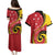 Papua New Guinea 50th Independence Anniversary Couples Matching Puletasi and Hawaiian Shirt Special Style Red Version - Polynesian Pride