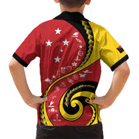 Papua New Guinea 50th Independence Anniversary Family Matching Short Sleeve Bodycon Dress and Hawaiian Shirt Special Style Red Version - Polynesian Pride