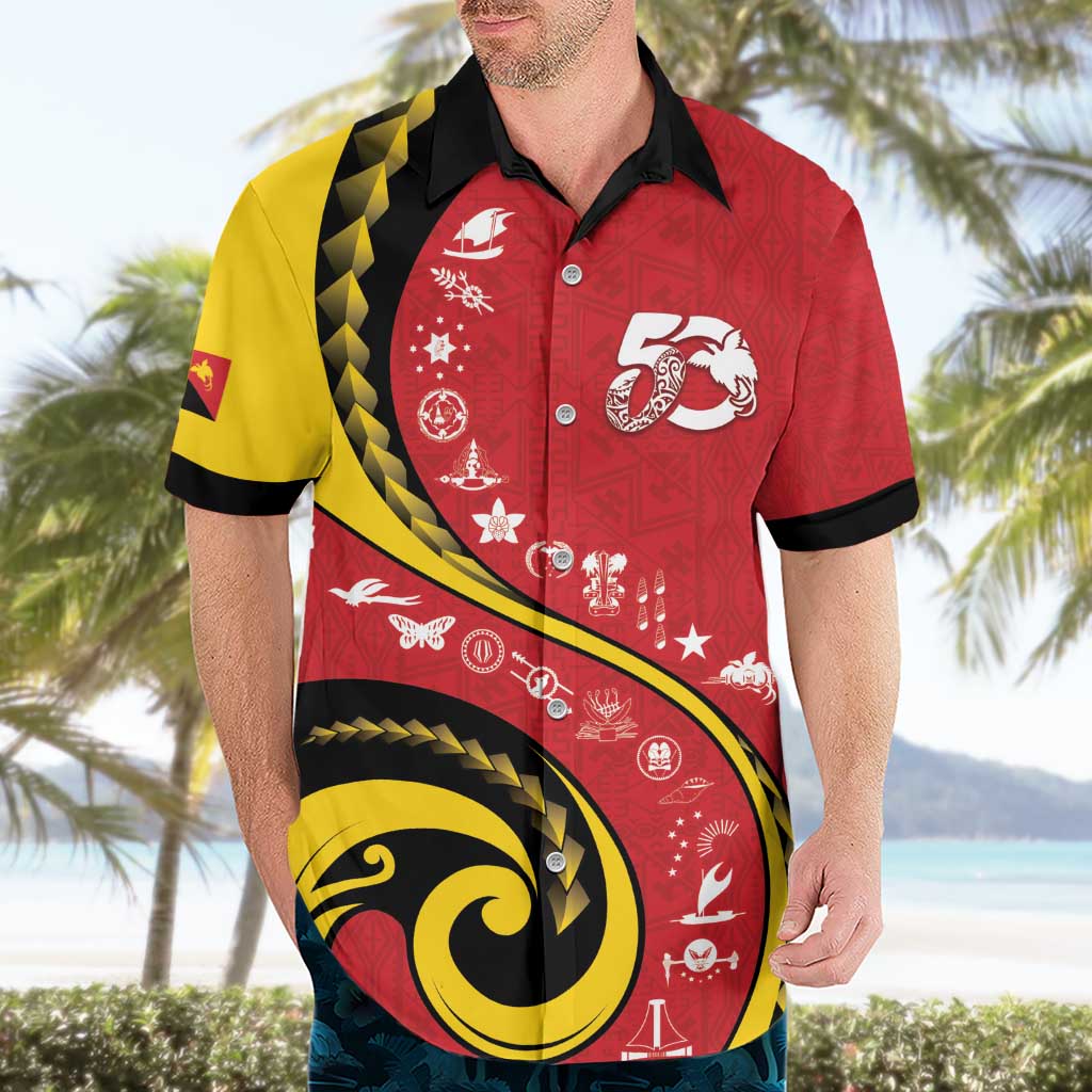 Papua New Guinea 50th Independence Anniversary Hawaiian Shirt Special Style Red Version - Polynesian Pride