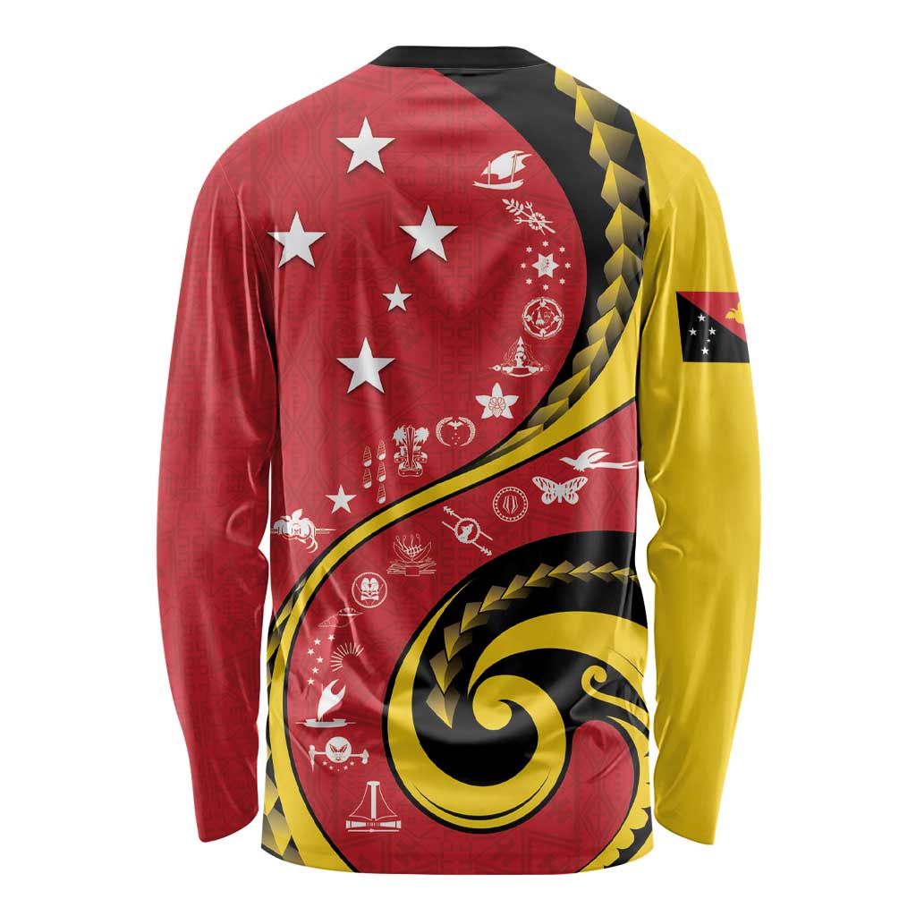 Papua New Guinea 50th Independence Anniversary Long Sleeve Shirt Special Style Red Version - Polynesian Pride