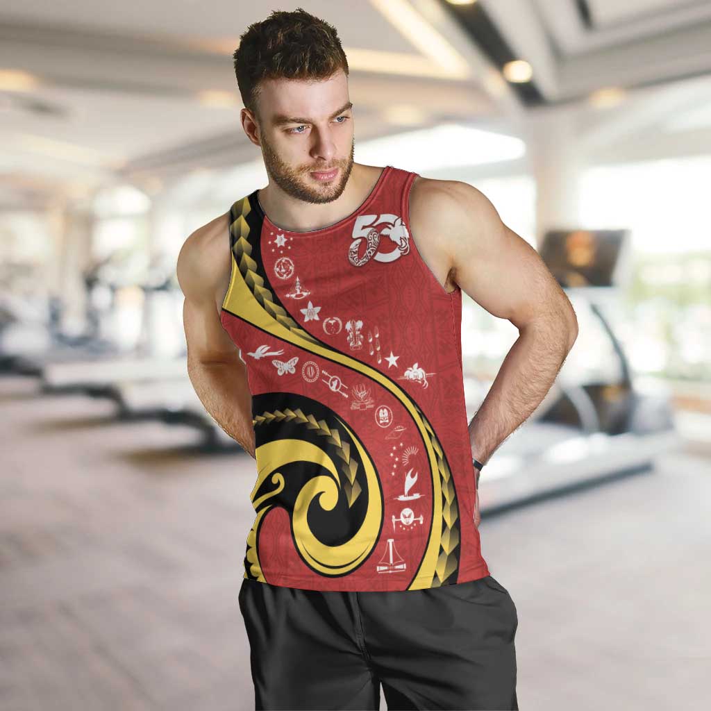 Papua New Guinea 50th Independence Anniversary Men Tank Top Special Style Red Version - Polynesian Pride