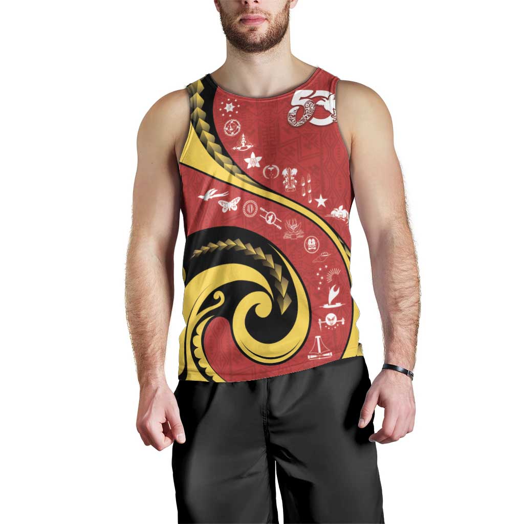 Papua New Guinea 50th Independence Anniversary Men Tank Top Special Style Red Version - Polynesian Pride
