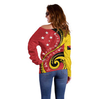 Papua New Guinea 50th Independence Anniversary Off Shoulder Sweater Special Style Red Version - Polynesian Pride
