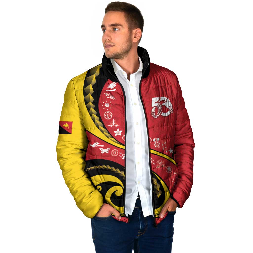 Papua New Guinea 50th Independence Anniversary Padded Jacket Special Style Red Version - Polynesian Pride