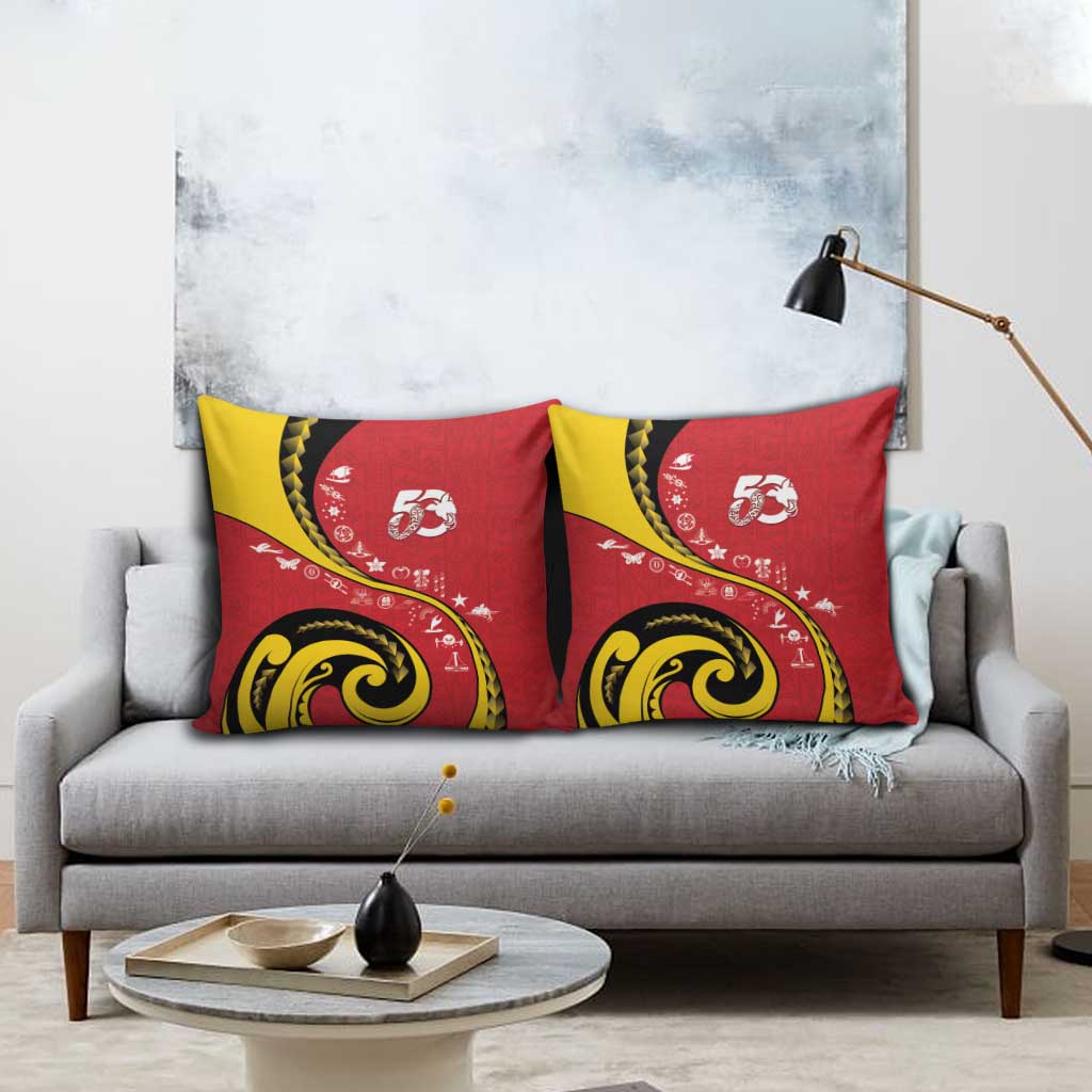 Papua New Guinea 50th Independence Anniversary Pillow Cover Special Style Red Version - Polynesian Pride
