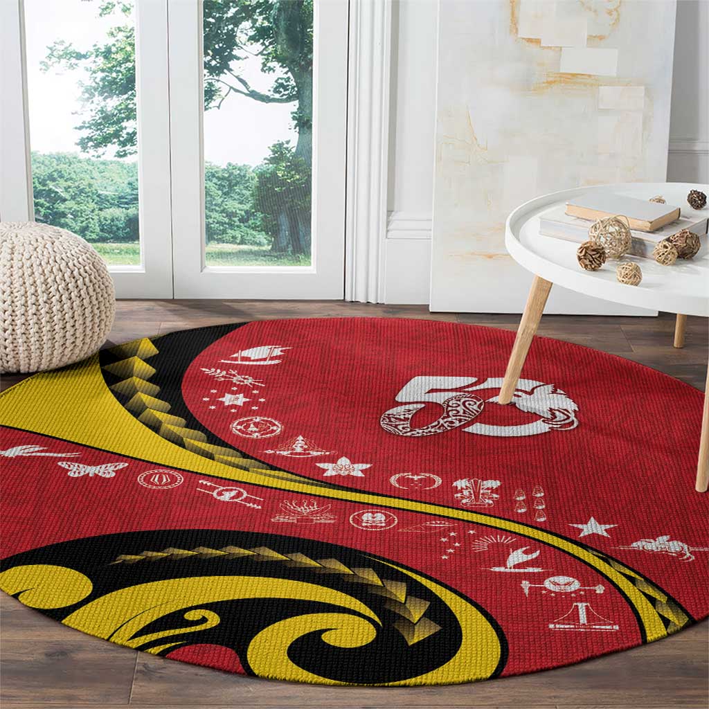 Papua New Guinea 50th Independence Anniversary Round Carpet Special Style Red Version - Polynesian Pride
