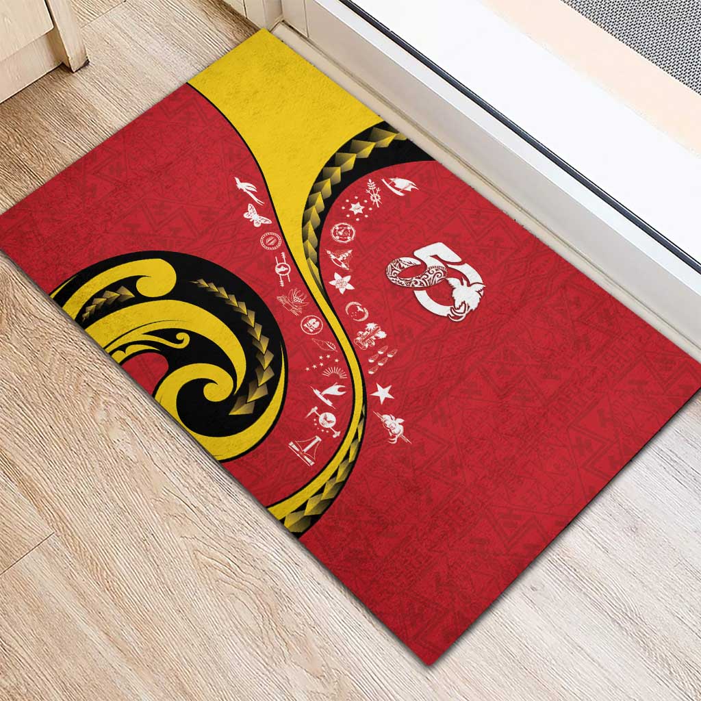 Papua New Guinea 50th Independence Anniversary Rubber Doormat Special Style Red Version - Polynesian Pride