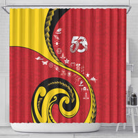 Papua New Guinea 50th Independence Anniversary Shower Curtain Special Style Red Version - Polynesian Pride