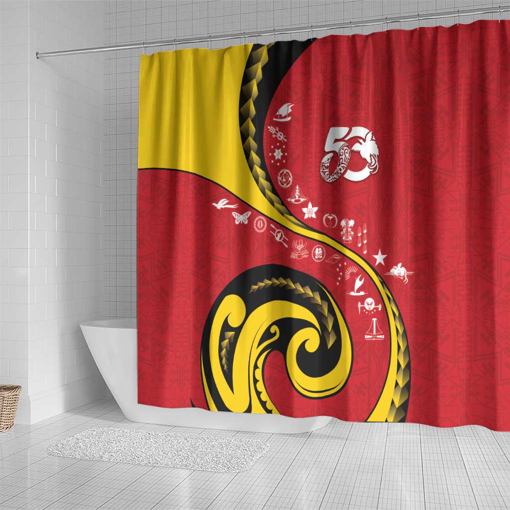 Papua New Guinea 50th Independence Anniversary Shower Curtain Special Style Red Version - Polynesian Pride