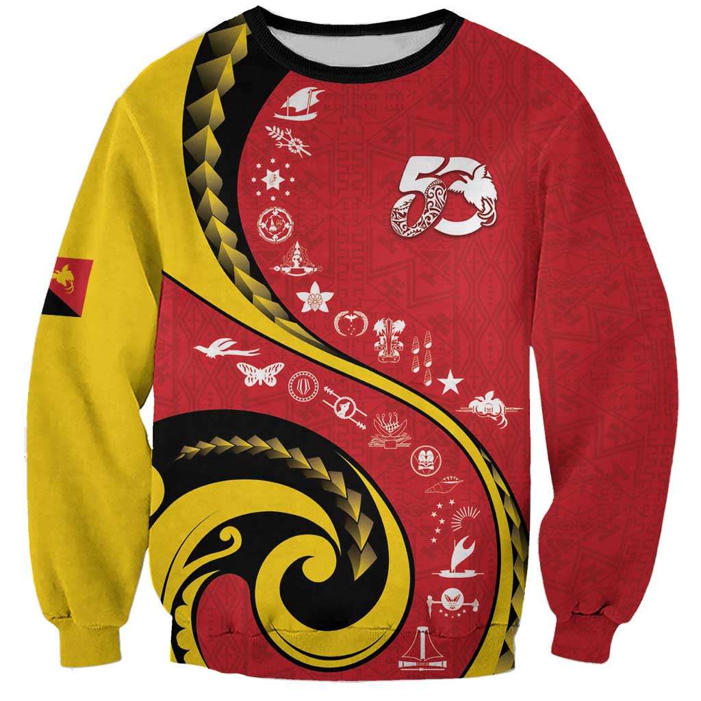 Papua New Guinea 50th Independence Anniversary Sweatshirt Special Style Red Version - Polynesian Pride