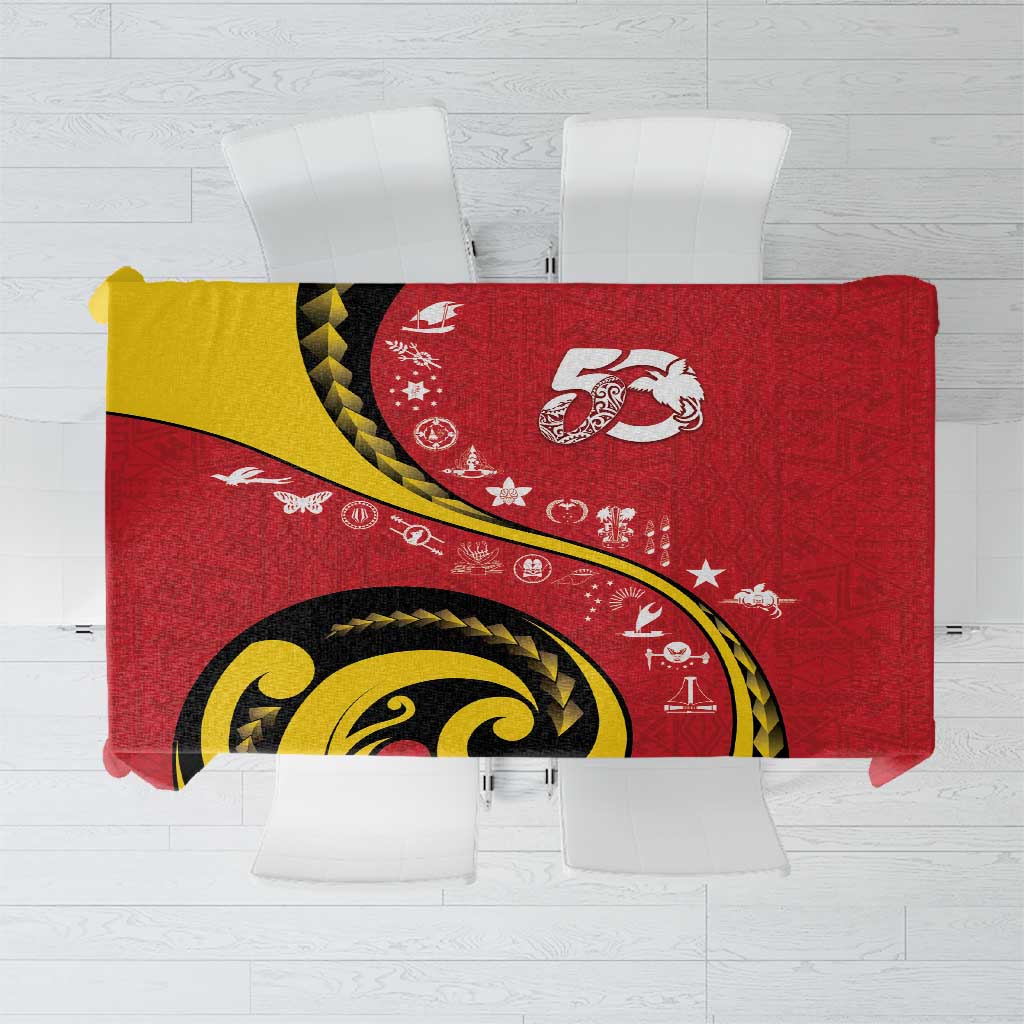 Papua New Guinea 50th Independence Anniversary Tablecloth Special Style Red Version - Polynesian Pride
