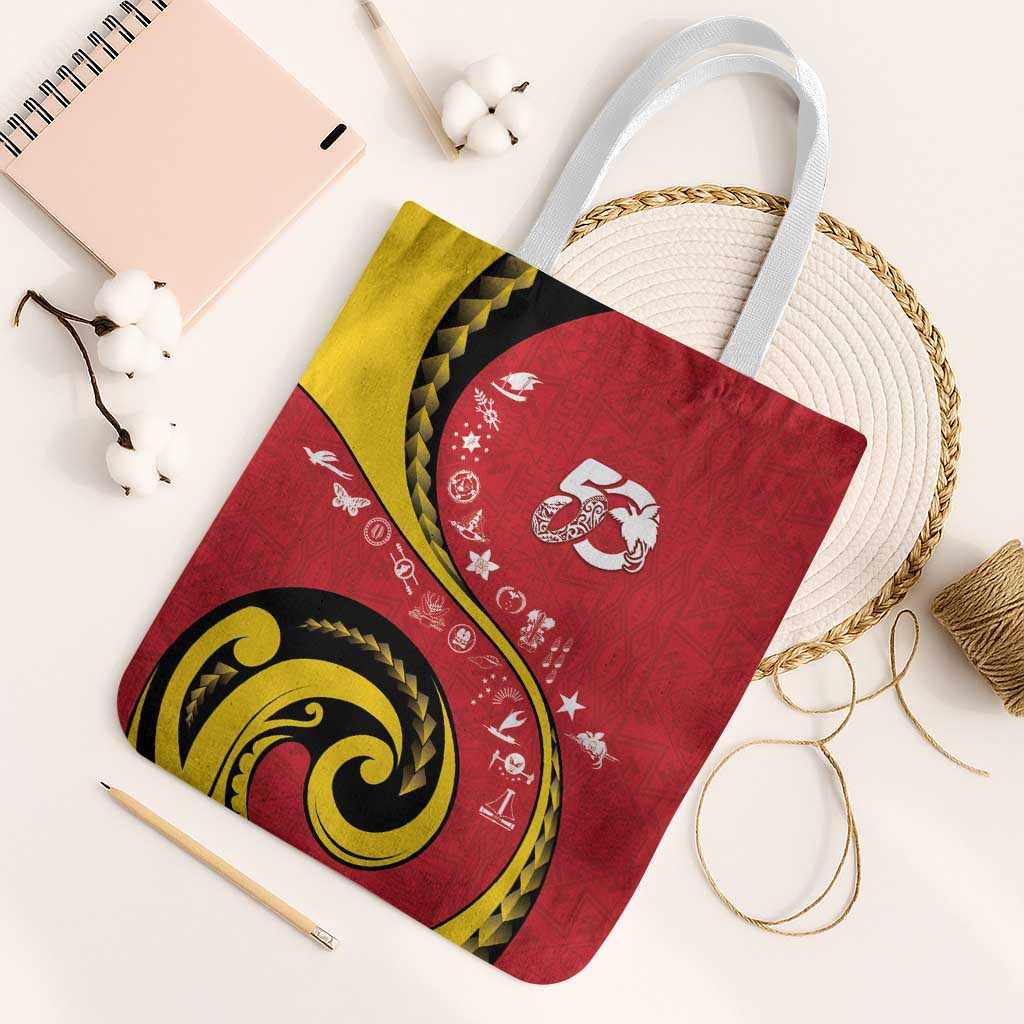 Papua New Guinea 50th Independence Anniversary Tote Bag Special Style Red Version - Polynesian Pride