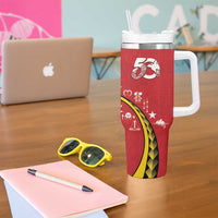 Papua New Guinea 50th Independence Anniversary Tumbler With Handle Special Style Red Version - Polynesian Pride