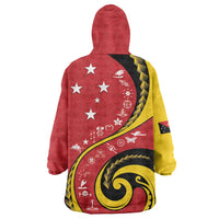 Papua New Guinea 50th Independence Anniversary Wearable Blanket Hoodie Special Style Red Version - Polynesian Pride