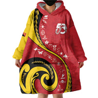 Papua New Guinea 50th Independence Anniversary Wearable Blanket Hoodie Special Style Red Version - Polynesian Pride