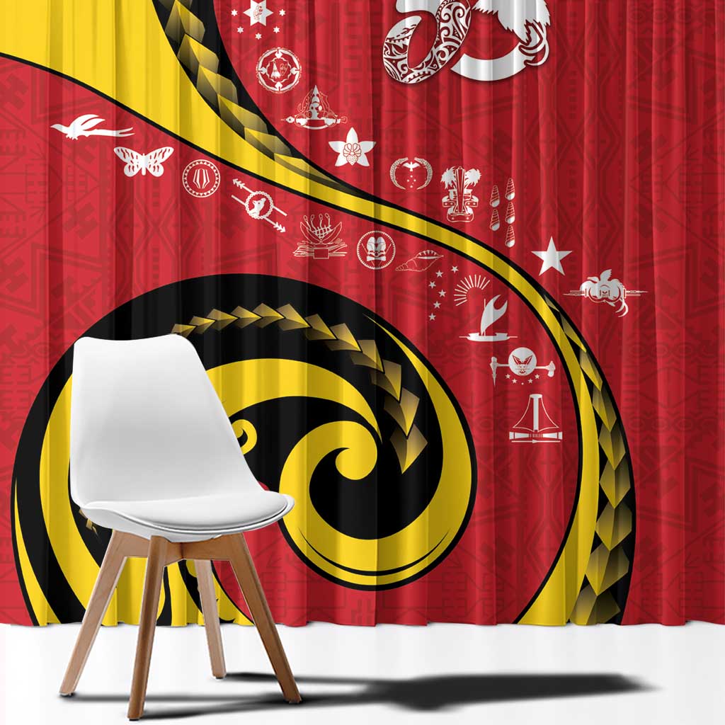 Papua New Guinea 50th Independence Anniversary Window Curtain Special Style Red Version - Polynesian Pride