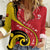 Papua New Guinea 50th Independence Anniversary Women Casual Shirt Special Style Red Version - Polynesian Pride