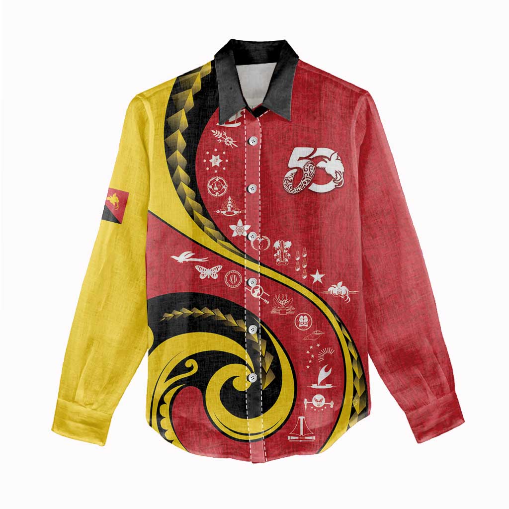 Papua New Guinea 50th Independence Anniversary Women Casual Shirt Special Style Red Version - Polynesian Pride