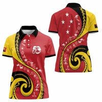 Papua New Guinea 50th Independence Anniversary Women Polo Shirt Special Style Red Version - Polynesian Pride