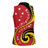 Papua New Guinea 50th Independence Anniversary Women Sleeveless Polo Shirt Special Style Red Version - Polynesian Pride
