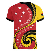 Papua New Guinea 50th Independence Anniversary Women V-Neck T-Shirt Special Style Red Version - Polynesian Pride