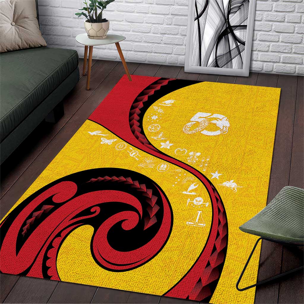 Papua New Guinea 50th Independence Anniversary Area Rug Special Style Yellow Version - Polynesian Pride