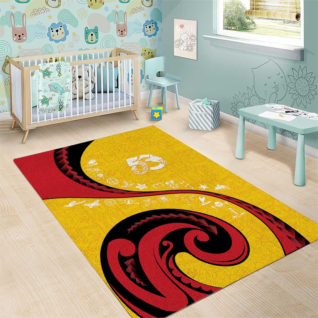 Papua New Guinea 50th Independence Anniversary Area Rug Special Style Yellow Version - Polynesian Pride