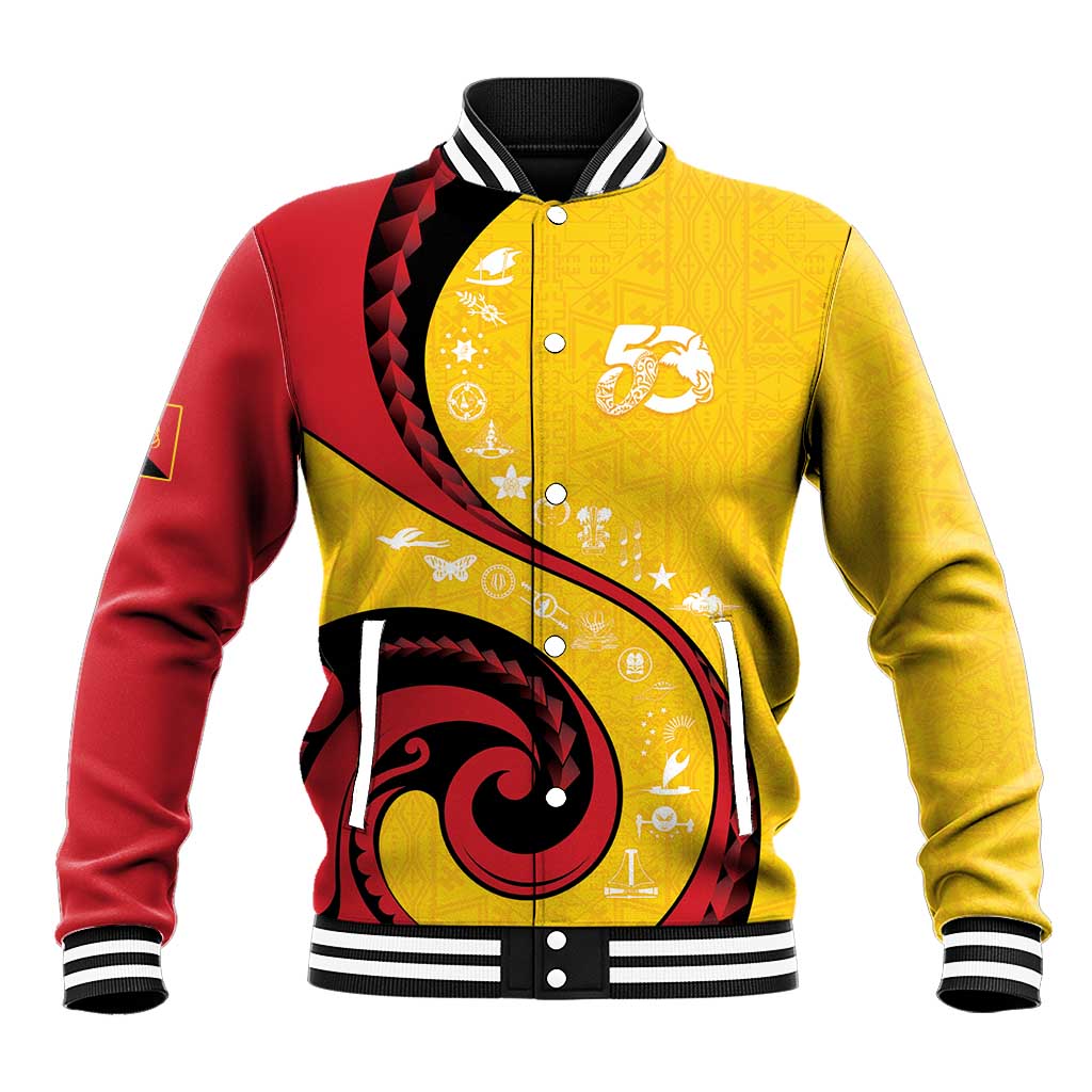 Papua New Guinea 50th Independence Anniversary Baseball Jacket Special Style Yellow Version - Polynesian Pride