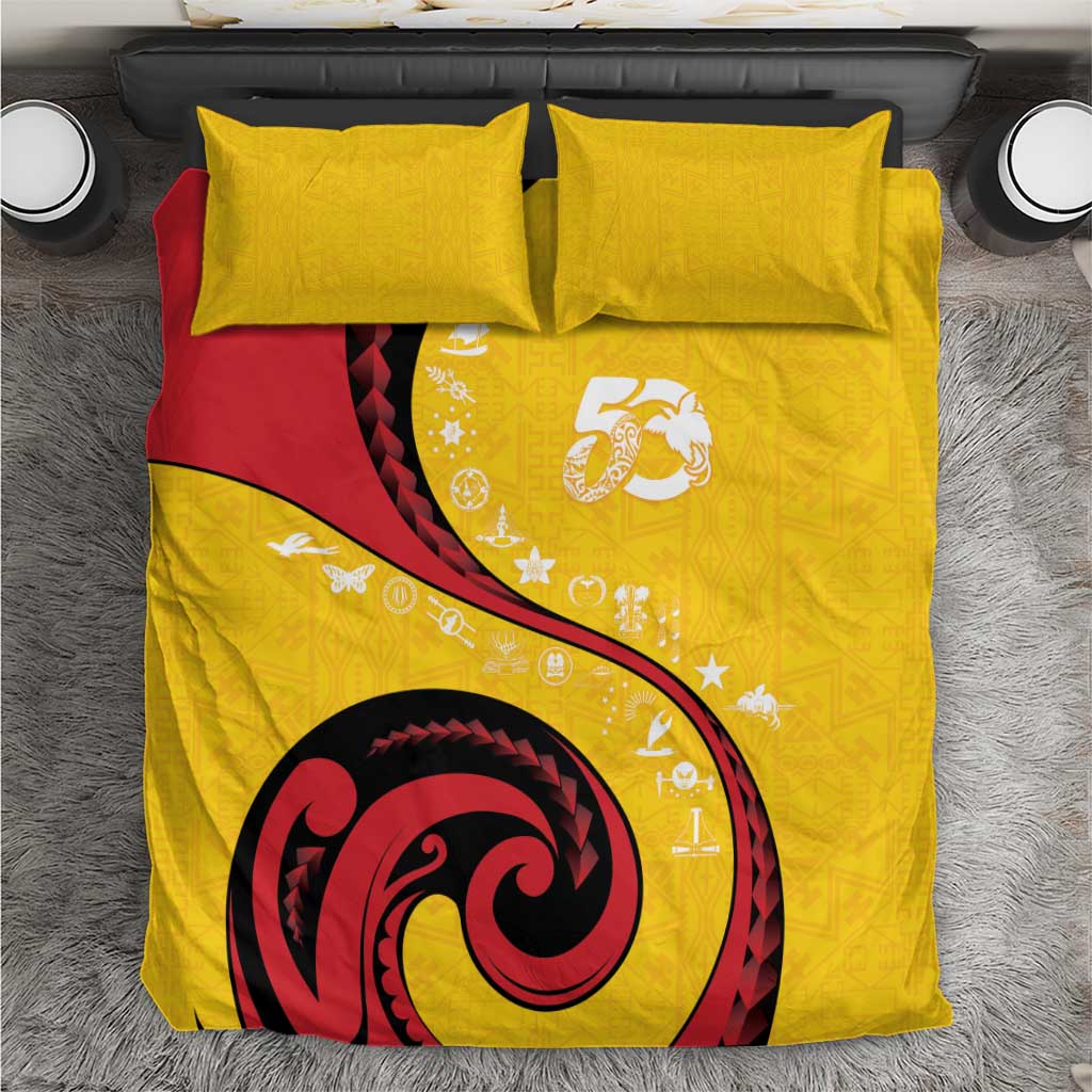 Papua New Guinea 50th Independence Anniversary Bedding Set Special Style Yellow Version - Polynesian Pride