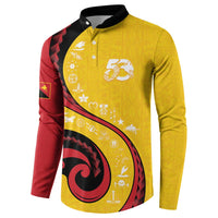 Papua New Guinea 50th Independence Anniversary Button Sweatshirt Special Style Yellow Version - Polynesian Pride