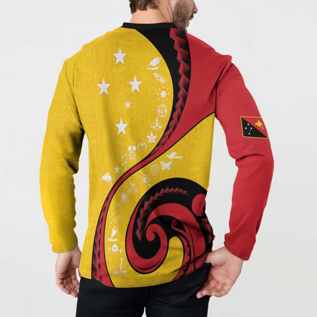 Papua New Guinea 50th Independence Anniversary Button Sweatshirt Special Style Yellow Version - Polynesian Pride