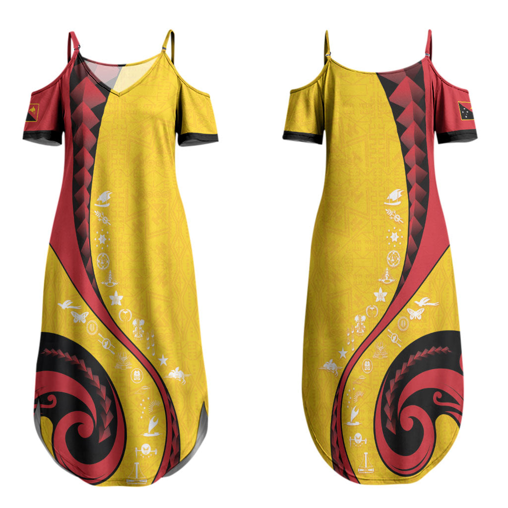 Papua New Guinea Independence Couples Matching Summer Maxi Dress and Hawaiian Shirt Special Style Yellow Version LT05 - Polynesian Pride