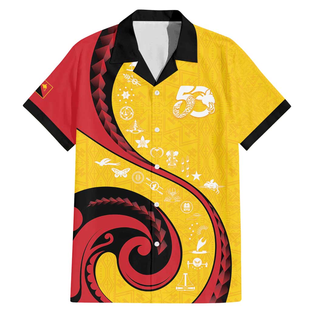 Papua New Guinea 50th Independence Anniversary Family Matching Mermaid Dress and Hawaiian Shirt Special Style Yellow Version - Polynesian Pride