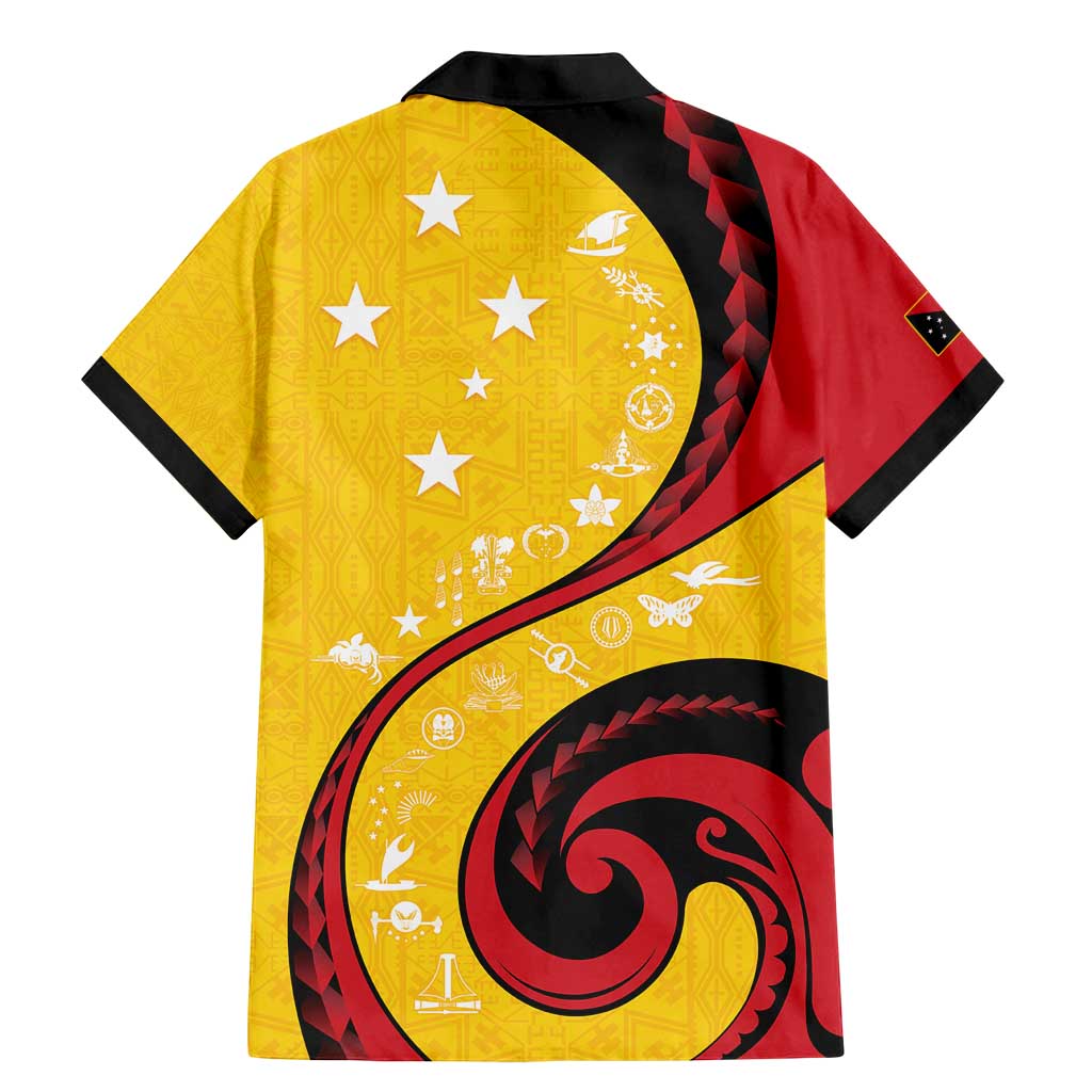 Papua New Guinea 50th Independence Anniversary Family Matching Mermaid Dress and Hawaiian Shirt Special Style Yellow Version - Polynesian Pride