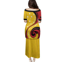 Papua New Guinea 50th Independence Anniversary Family Matching Puletasi and Hawaiian Shirt Special Style Yellow Version - Polynesian Pride