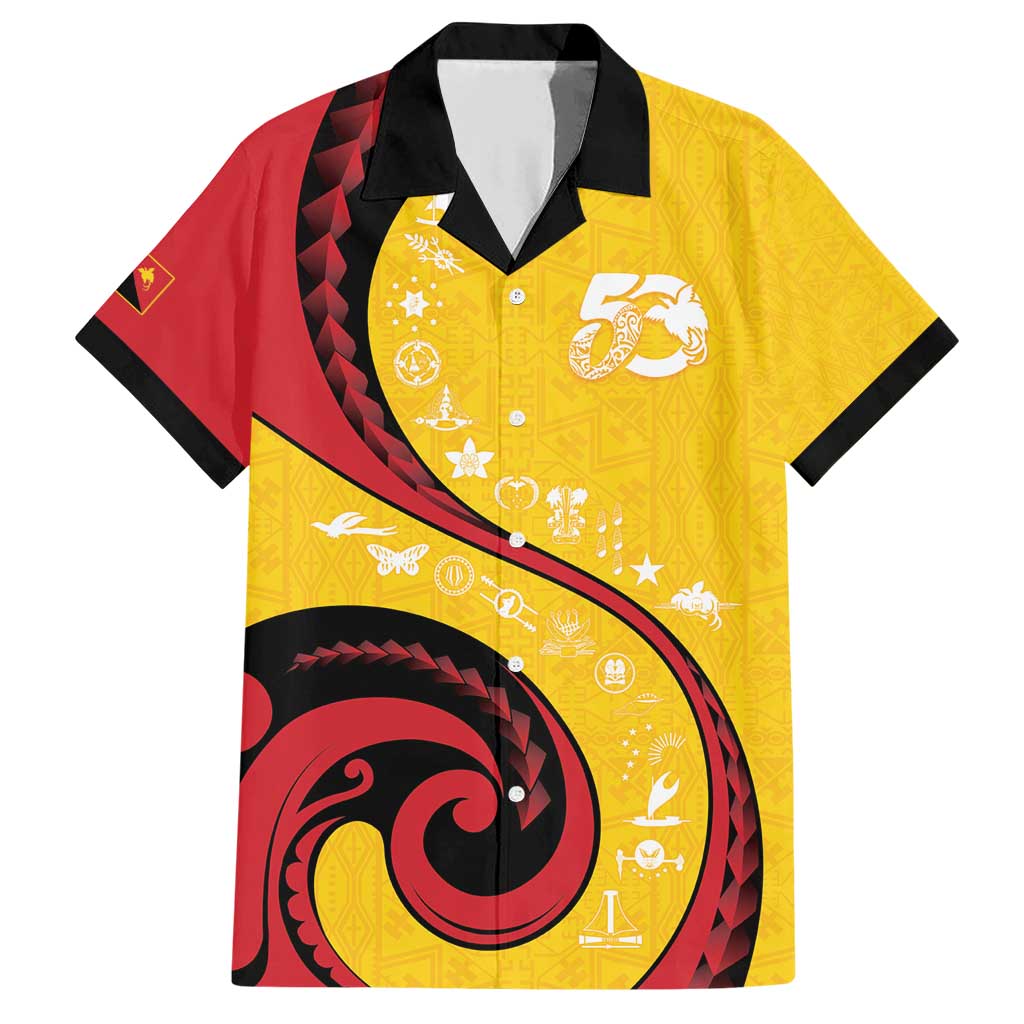 Papua New Guinea 50th Independence Anniversary Family Matching Short Sleeve Bodycon Dress and Hawaiian Shirt Special Style Yellow Version - Polynesian Pride