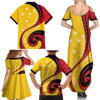 Papua New Guinea 50th Independence Anniversary Family Matching Summer Maxi Dress and Hawaiian Shirt Special Style Yellow Version - Polynesian Pride