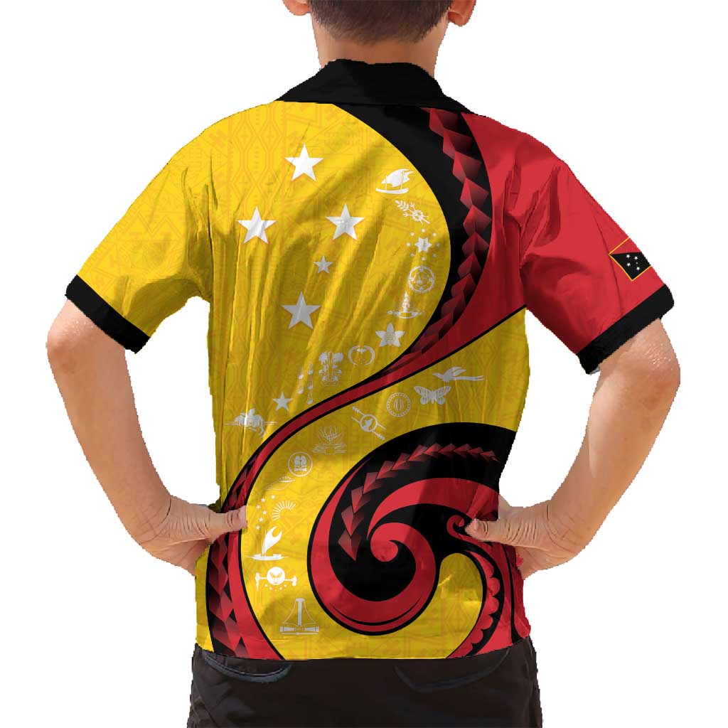 Papua New Guinea 50th Independence Anniversary Family Matching Tank Maxi Dress and Hawaiian Shirt Special Style Yellow Version - Polynesian Pride