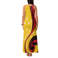 Papua New Guinea 50th Independence Anniversary Family Matching Tank Maxi Dress and Hawaiian Shirt Special Style Yellow Version - Polynesian Pride