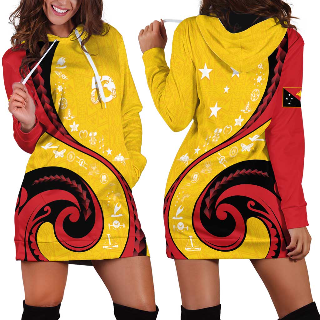 Papua New Guinea 50th Independence Anniversary Hoodie Dress Special Style Yellow Version - Polynesian Pride