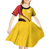 Papua New Guinea 50th Independence Anniversary Kid Short Sleeve Dress Special Style Yellow Version - Polynesian Pride