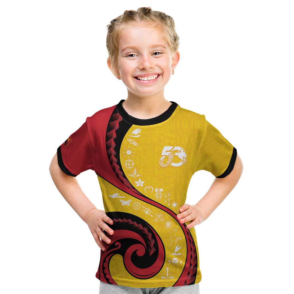 Papua New Guinea 50th Independence Anniversary Kid T Shirt Special Style Yellow Version - Polynesian Pride