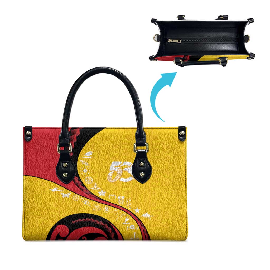 Papua New Guinea 50th Independence Anniversary Leather Bag Special Style Yellow Version - Polynesian Pride