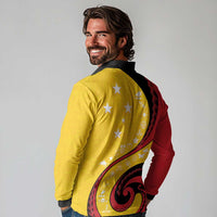 Papua New Guinea 50th Independence Anniversary Long Sleeve Polo Shirt Special Style Yellow Version - Polynesian Pride