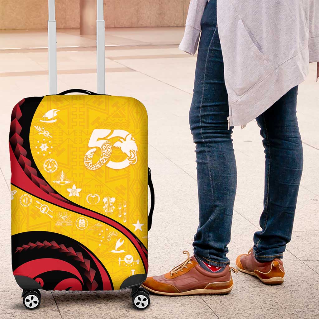 Papua New Guinea 50th Independence Anniversary Luggage Cover Special Style Yellow Version - Polynesian Pride