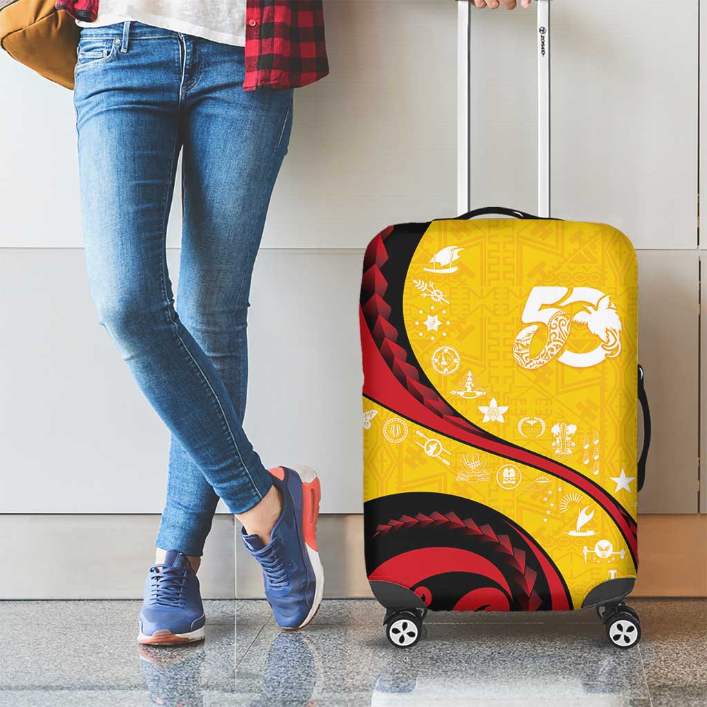 Papua New Guinea 50th Independence Anniversary Luggage Cover Special Style Yellow Version - Polynesian Pride