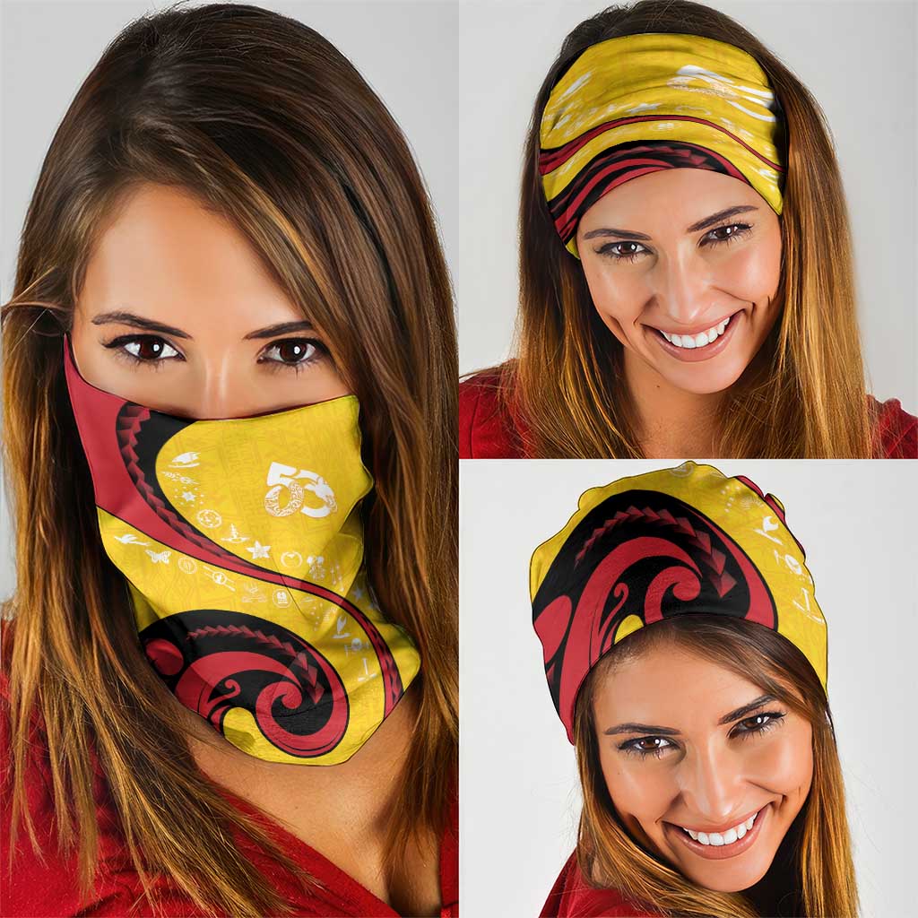 Papua New Guinea 50th Independence Anniversary Neck Gaiter Special Style Yellow Version - Polynesian Pride