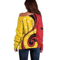 Papua New Guinea 50th Independence Anniversary Off Shoulder Sweater Special Style Yellow Version - Polynesian Pride