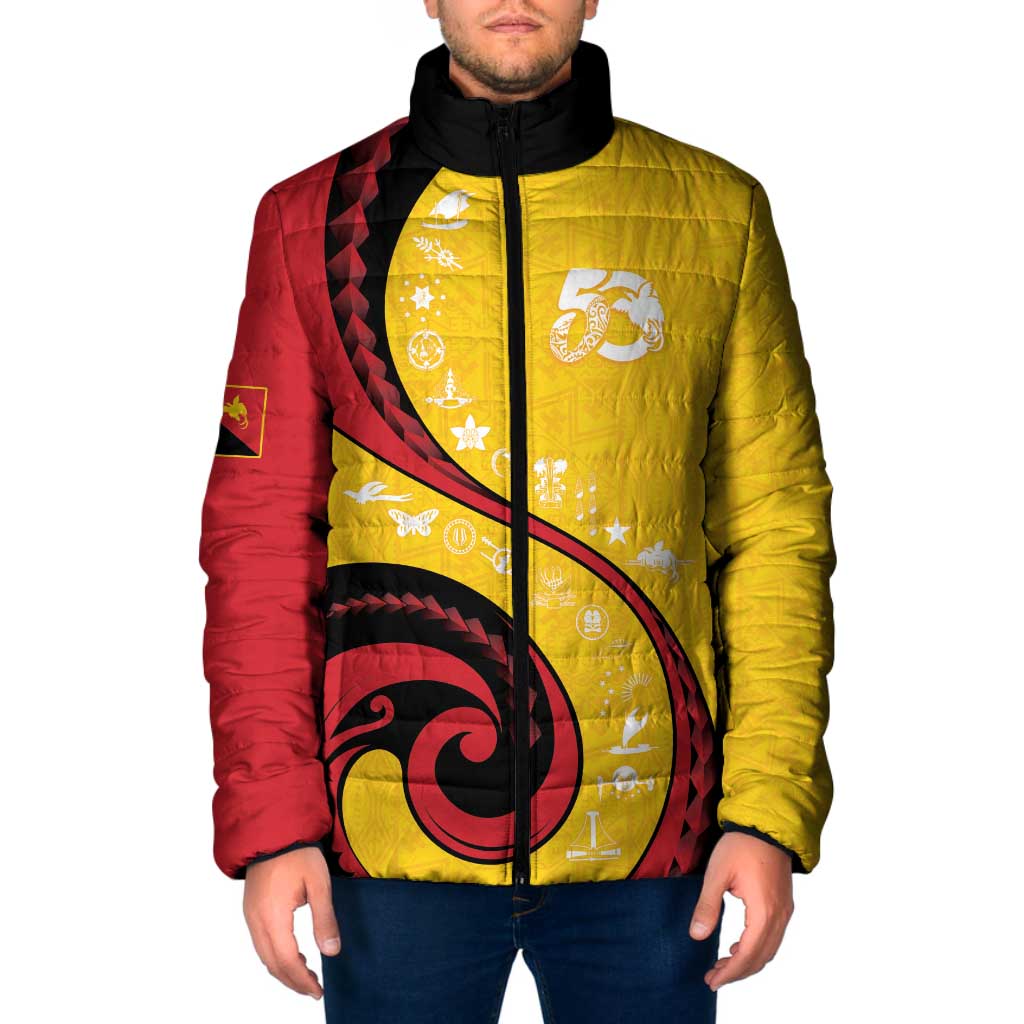 Papua New Guinea 50th Independence Anniversary Padded Jacket Special Style Yellow Version - Polynesian Pride