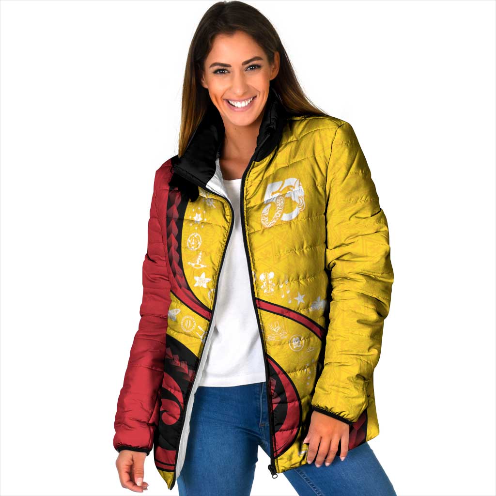 Papua New Guinea 50th Independence Anniversary Padded Jacket Special Style Yellow Version - Polynesian Pride